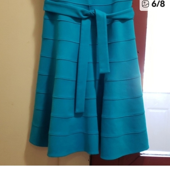 Calvin Klein Women's Blue Sleeveless Belted Midi Dress Size 6 - Picture 6 of 15